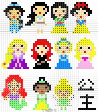 Рисование по клеточкам принцессы