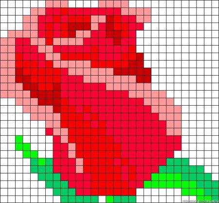 Рисование розы по клеткам