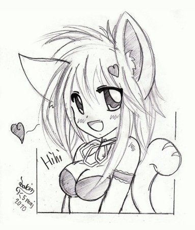 Рисунки для срисовки аниме кошки