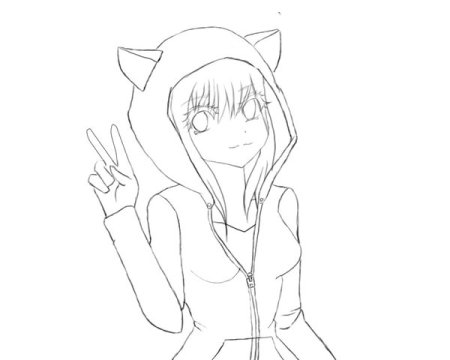 Девочка карандашом с ушками