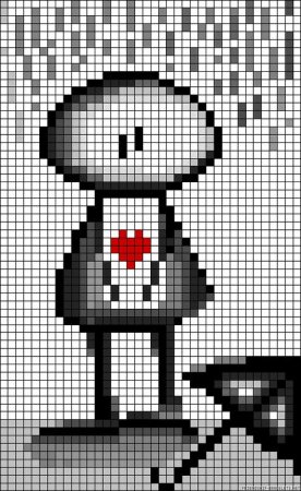 Рисунки по клеточкам грустные