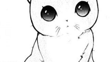 Рисунок котика карандашом легко грустные