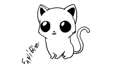 Лёгкий рисунок котёнка для срисовки