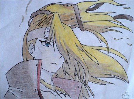 Раскраска Наруто Чиби Дейдара