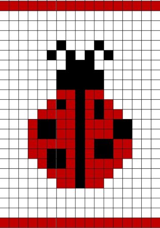Красные рисунки по клеточкам мини