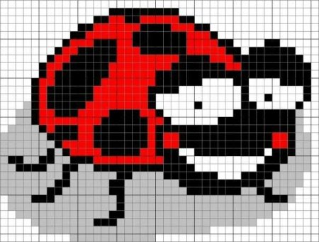 Рисование по клеткам Божью коровку