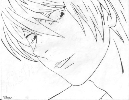 Раскраска тетрадь смерти Лайт