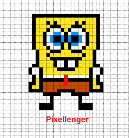 Рисование по клеточкам губка Боб