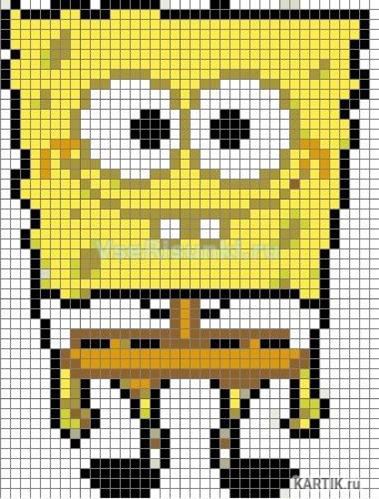 Рисование по клеточкам Спанч Боб