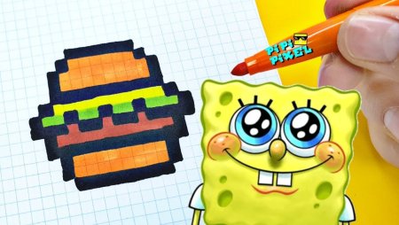 Рисунки по клеточкам губка Боб