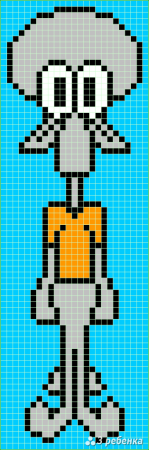 Рисунки по клеточкам Спанч Боб