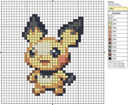 Маленькая вышивка Пикачу