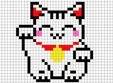 Рисование по клеткам котик