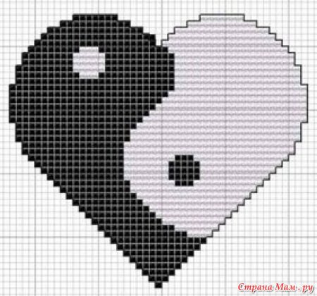 Сердечко по клеточкам в тетради