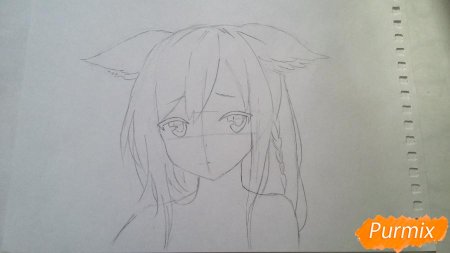 Рисунок аниме легкий с ушками