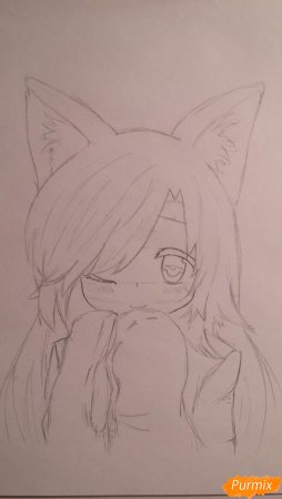 Аниме тян карандашом