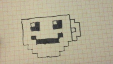 Чашка по клеточкам в тетради