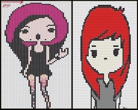 Рисунки по клеткам для девочек