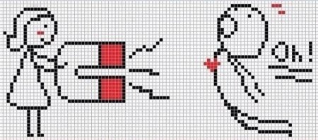 Рисунки по клеткам любовь