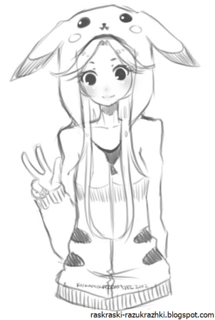 Раскраски для девочек аниме Пикачу