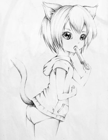 Девушка кошка для срисовки