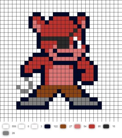 Рисование по клеточкам ФНАФ В тетради