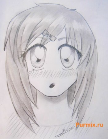 Аниме лицо девушки карандашом