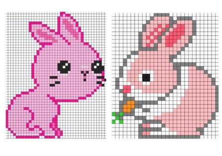 Рисунок по клеточкам легкий заяц