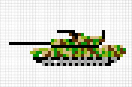 Рисование танка по клеткам