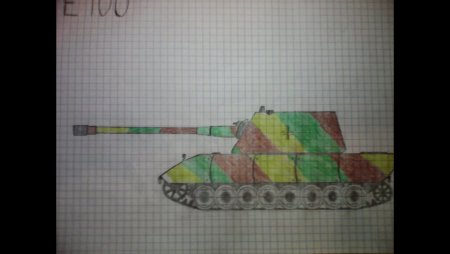 Танк на листе в клеточку