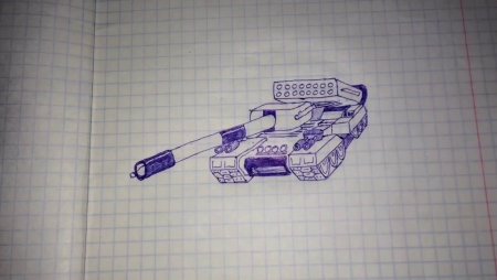 Танк на листе в клеточку