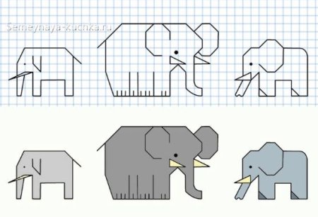 Рисование по клеткам слон