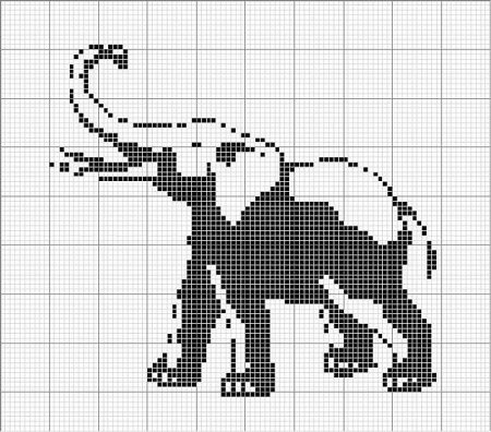 Монохромная вышивка слоники