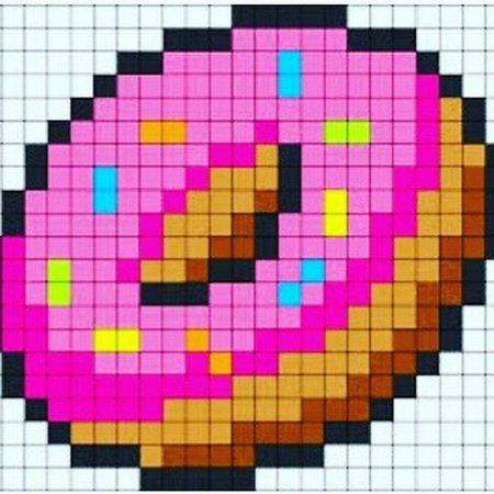 Рисование по клеточкам пончик