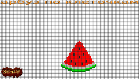 Рисунки по клеточкам Арбуз