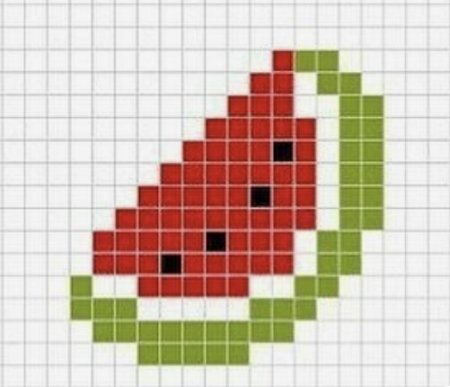 Сердечко Арбуз по клеточкам