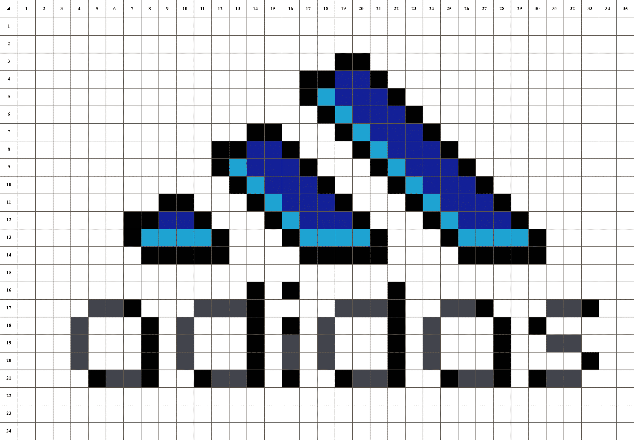 Пиксель арт логотипа адидас