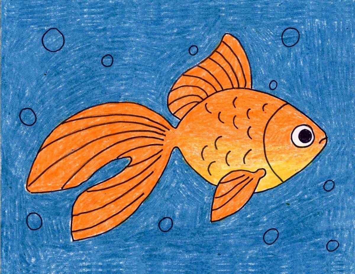 Рисунок золотая рыбка легкий рисунок