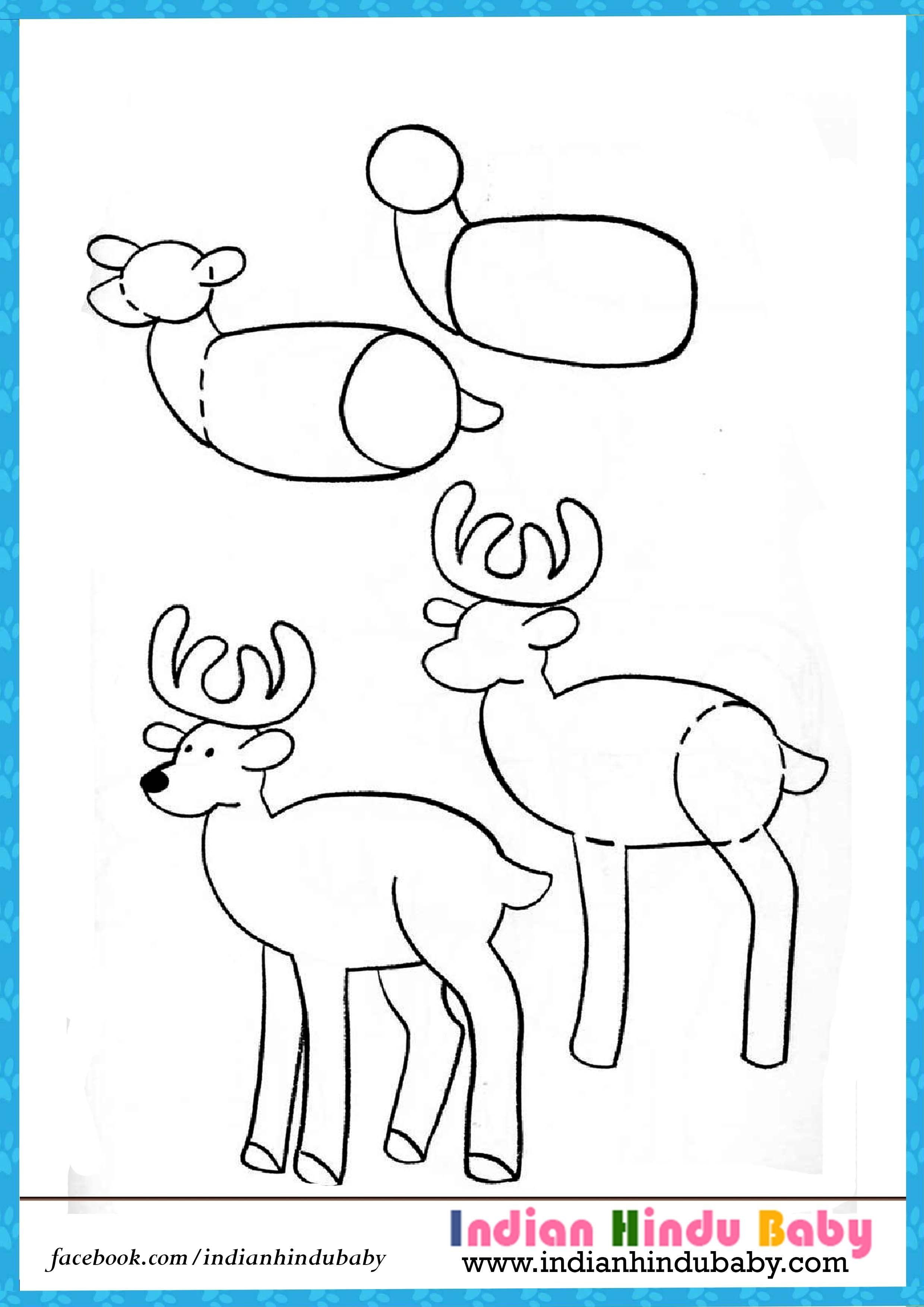 Поэтапное рисование оленя для дошкольников