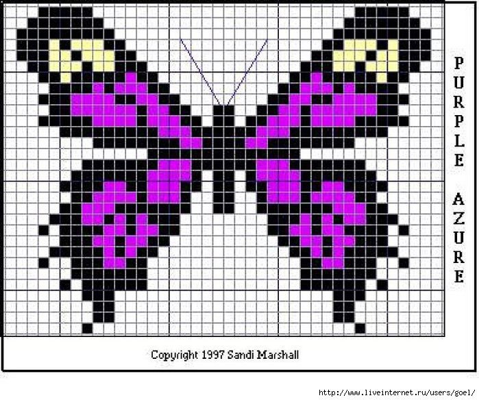 Рисунки по клеточкам бабочка легкая