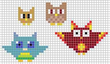 Рисунки по клеточкам Сова