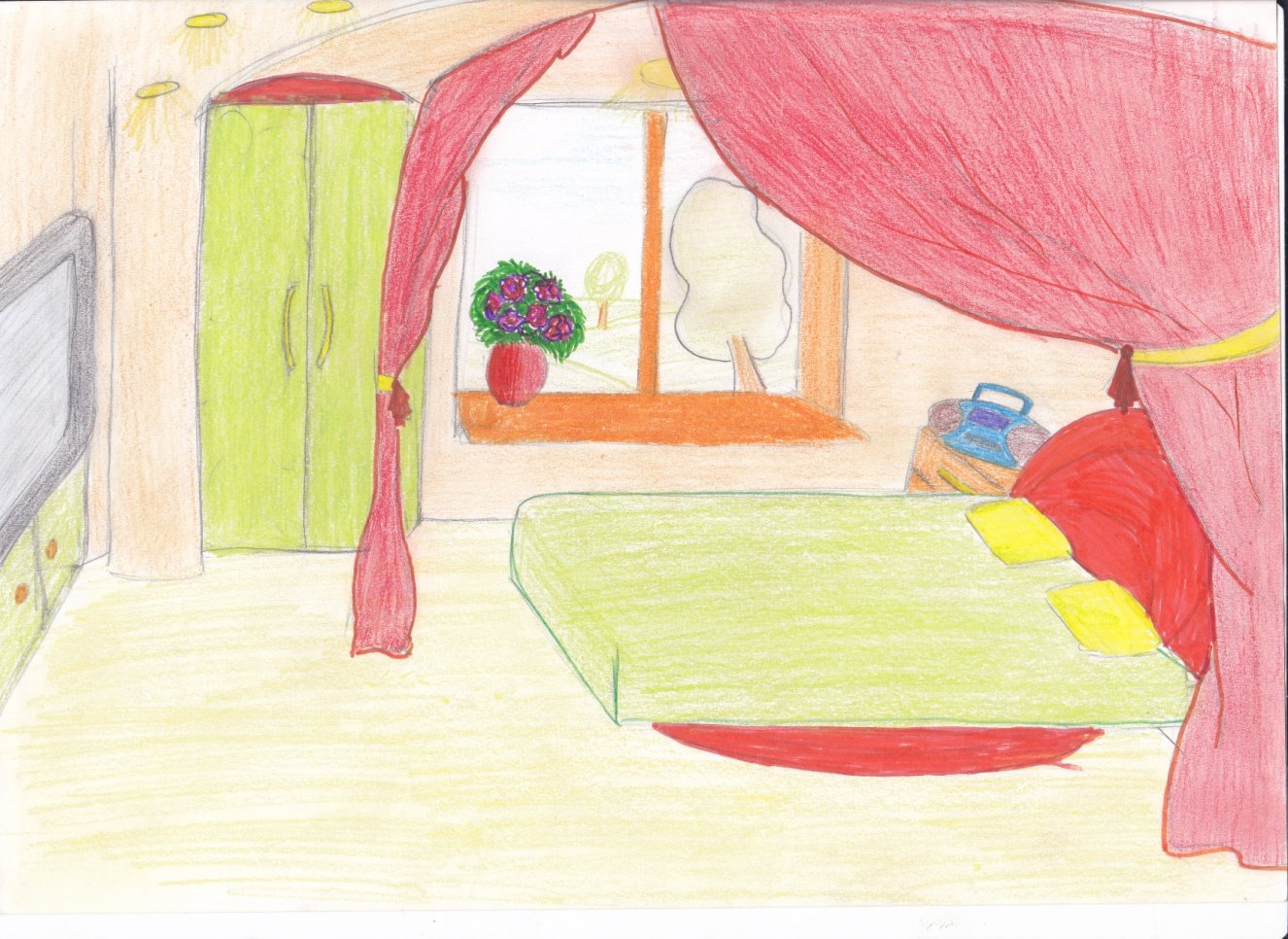 Рисунок моя комната детский рисунок