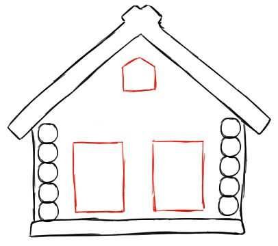 Поэтапное рисование избушки на курьих ножках для детей