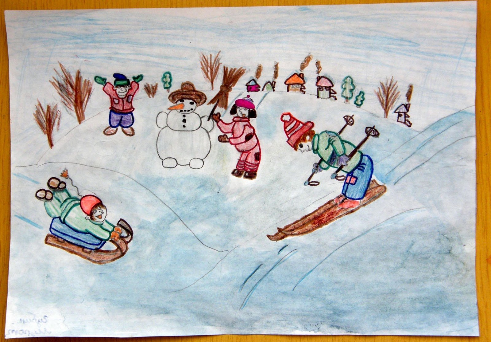 Детский рисунок зимние забавы
