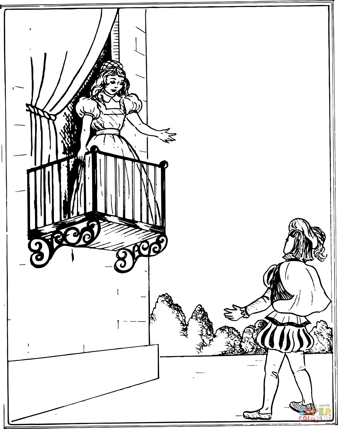 Ромео и Джульетта на балконе рисунок