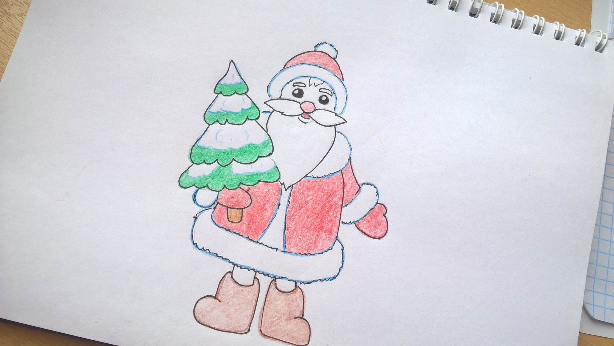 Рисунки на новый год легкие и красивые дед Мороз
