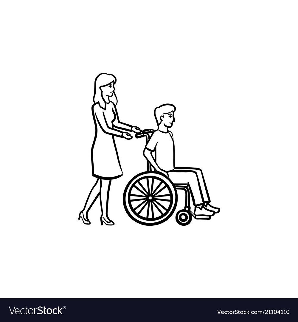 Инвалидная коляска карандашом