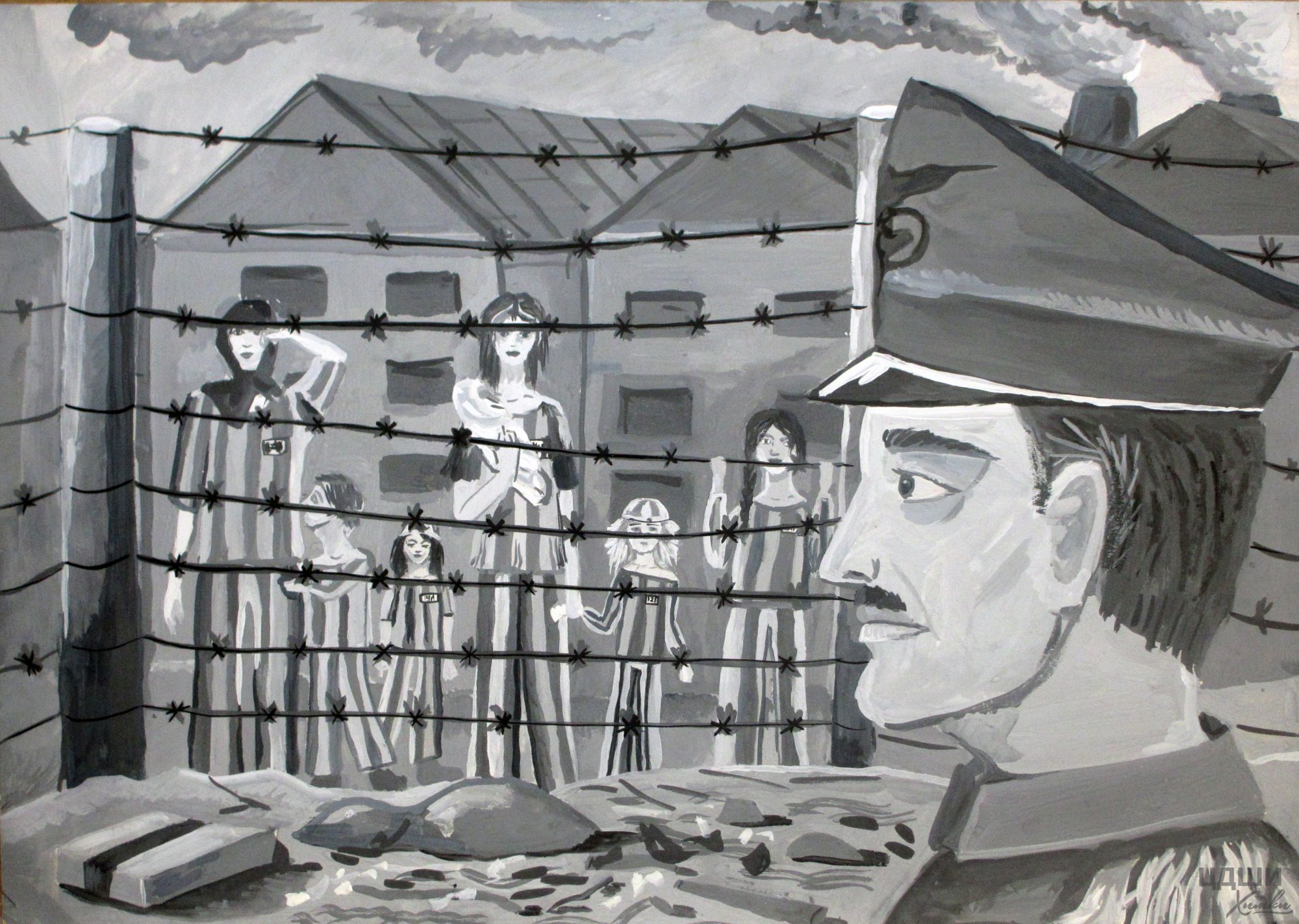 Рисунки на стенах Освенцима
