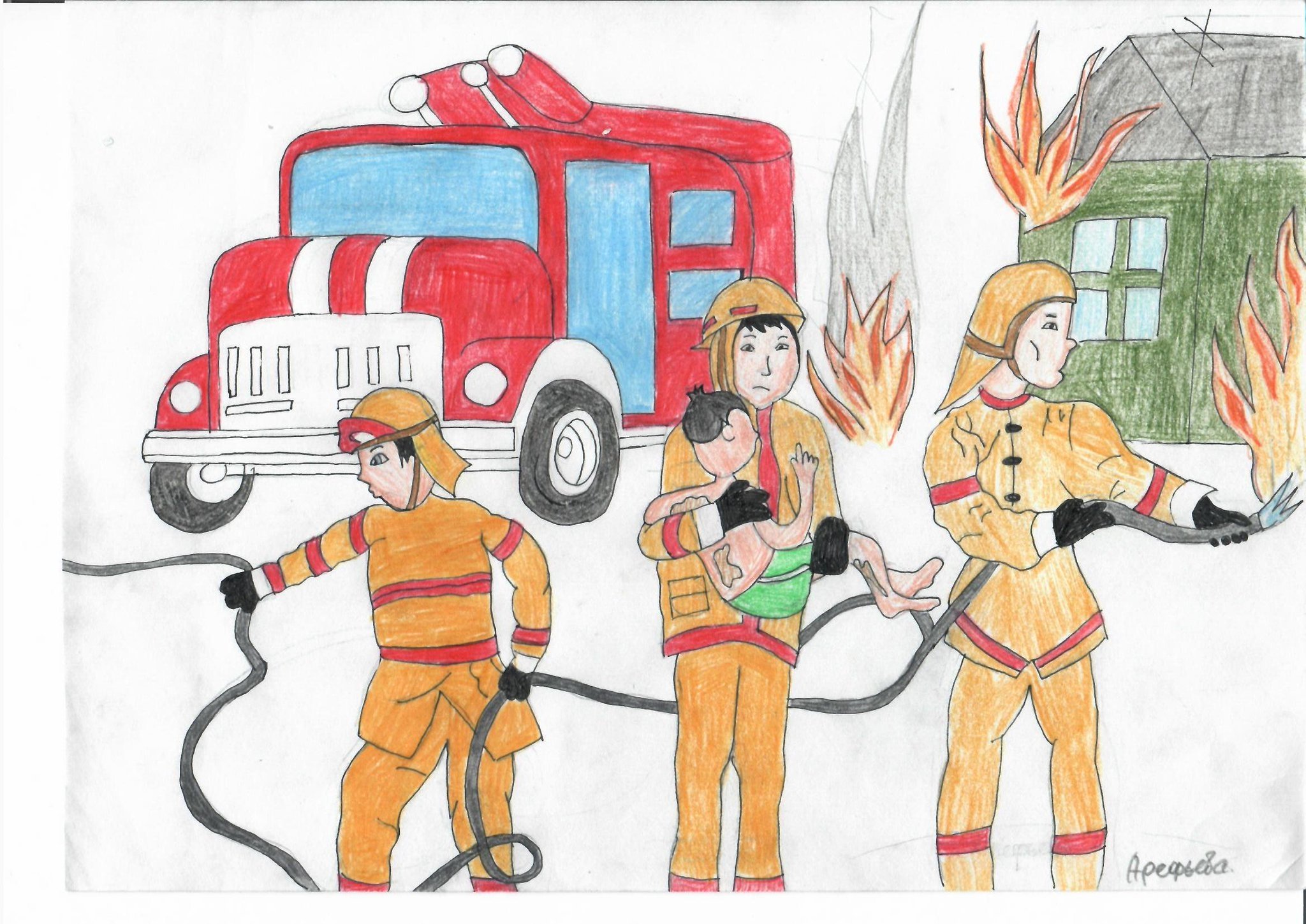 Рисунки про пожарных спасателей
