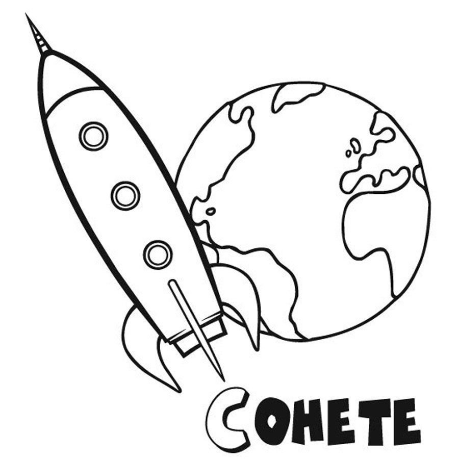Раскраска ракета и планеты для детей